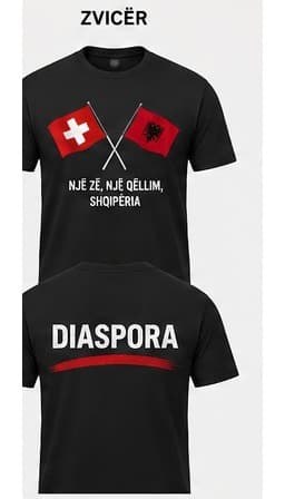 Bluza e zezë për Zvicër, pamje përpara dhe mbrapa