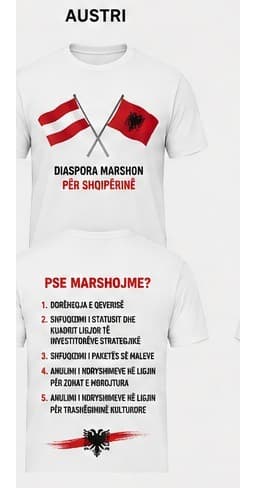 Bluza e bardhë për Austri, pamje përpara dhe mbrapa
